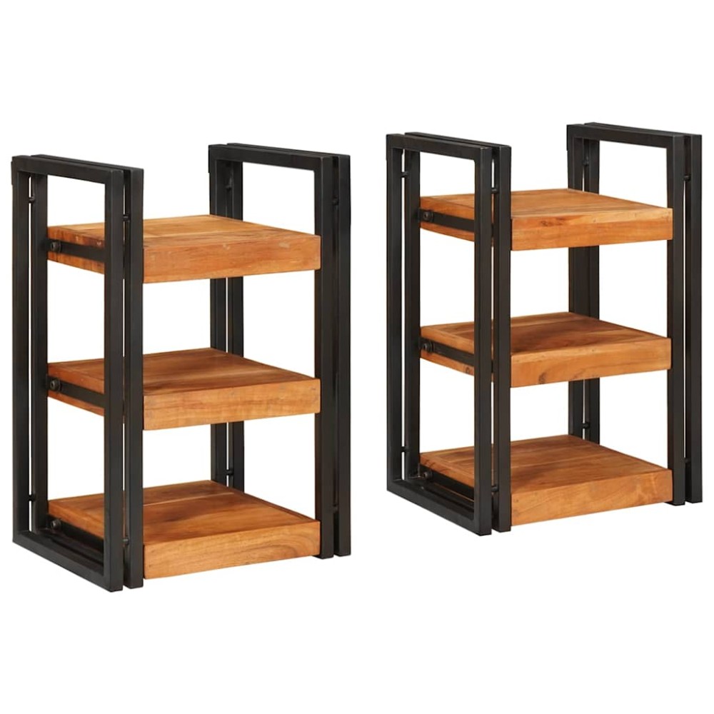 vidaXL Κομοδίνο 2 τμχ. Καφέ και Μαύρο 38 x 33 x 58 εκ.