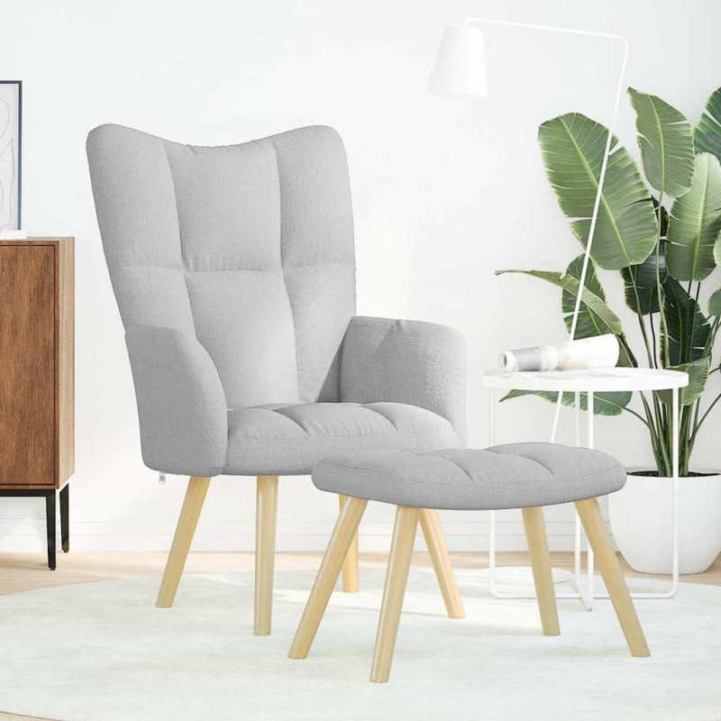 vidaXL Καρέκλα χαλάρωσης με υποπόδιο Cloud Grey Fabric
