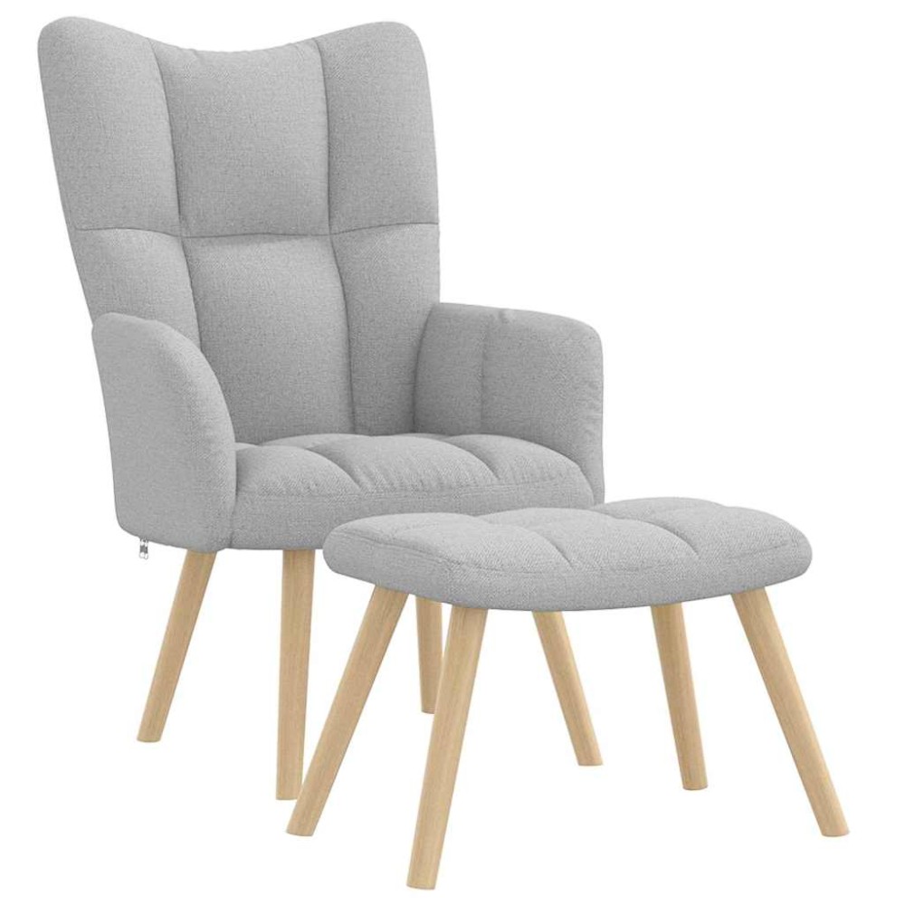 vidaXL Καρέκλα χαλάρωσης με υποπόδιο Cloud Grey Fabric