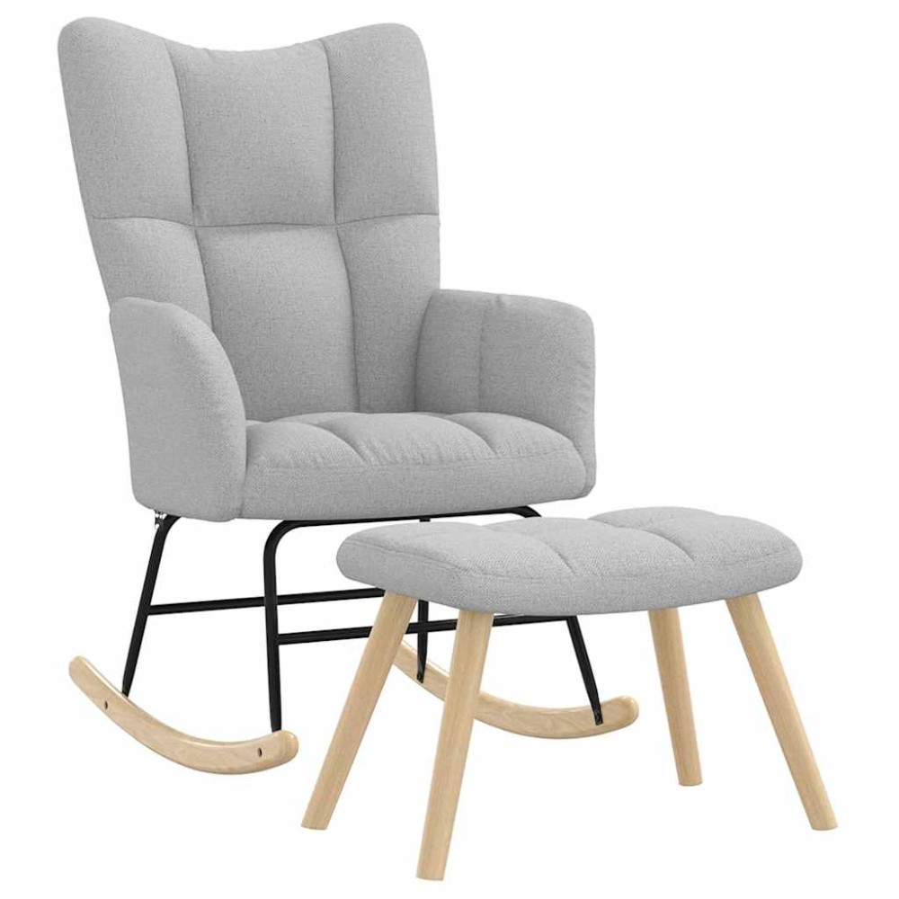 vidaXL Κουνιστή καρέκλα με υποπόδιο Cloud Grey Fabric