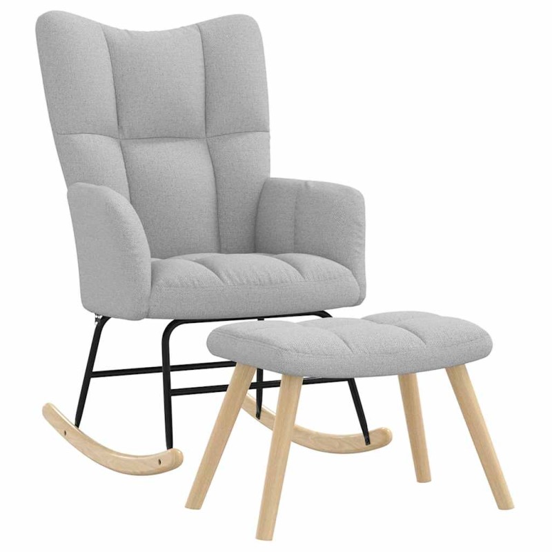 vidaXL Κουνιστή καρέκλα με υποπόδιο Cloud Grey Fabric