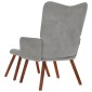 vidaXL Πολυθρόνα Χαλάρωσης με Σκαμπό Ανοιχτό Γκρι Βελούδο