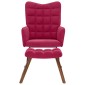vidaXL Κουνιστή πολυθρόνα με σκαμνί Wine Red Velvet
