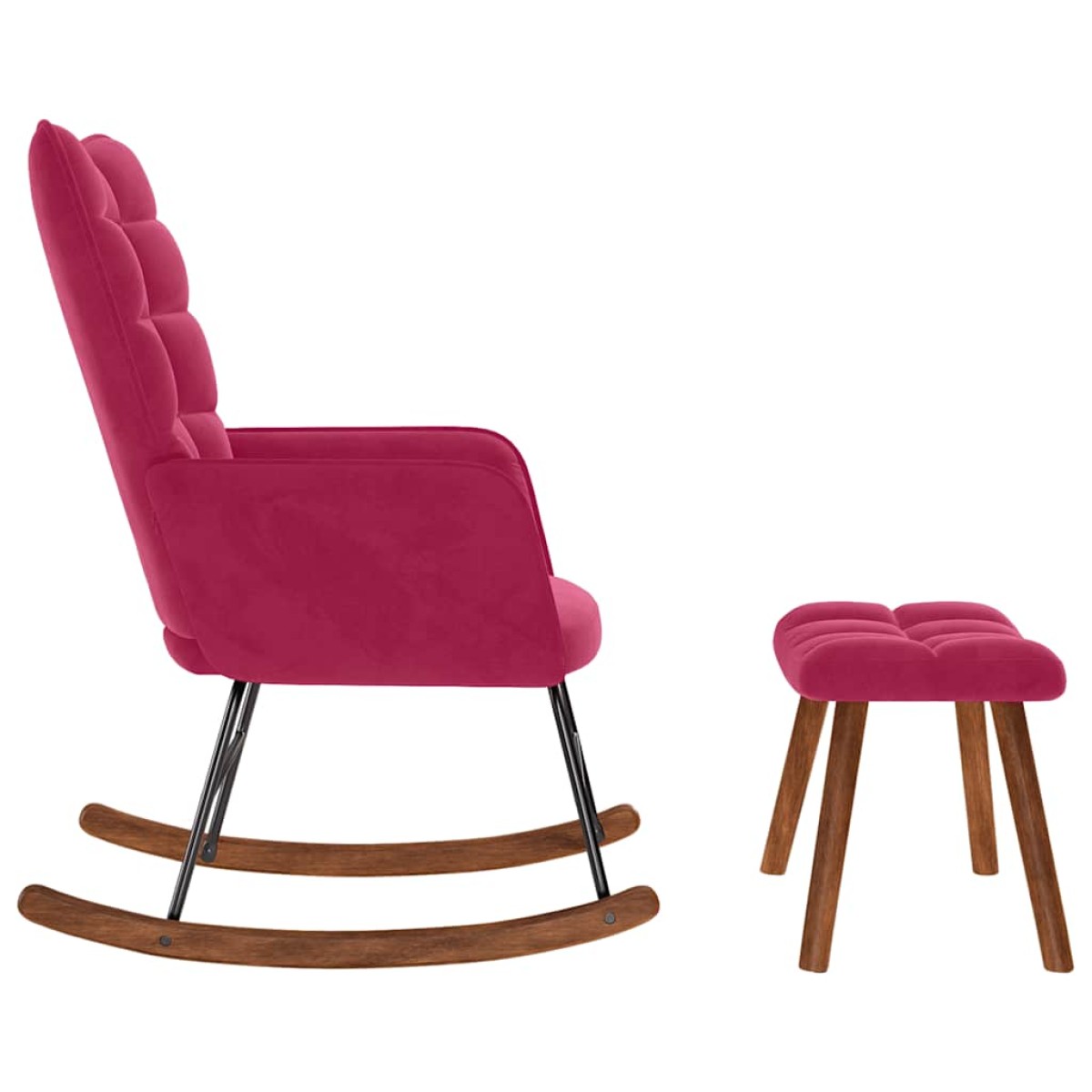 vidaXL Κουνιστή πολυθρόνα με σκαμνί Wine Red Velvet