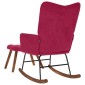 vidaXL Κουνιστή πολυθρόνα με σκαμνί Wine Red Velvet