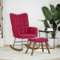 vidaXL Κουνιστή πολυθρόνα με σκαμνί Wine Red Velvet