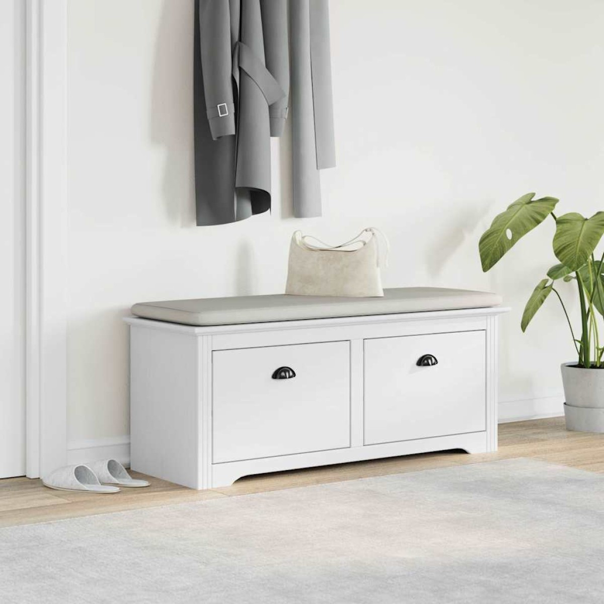 Πάγκος διαδρόμου vidaXL "BODO" Λευκό 114x40x45 cm