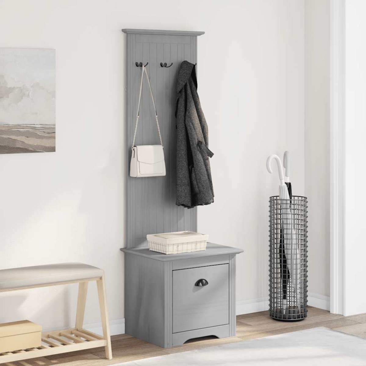 vidaXL Ντουλάπι διαδρόμου με γάντζους BODO Γκρι 50x40x157 cm