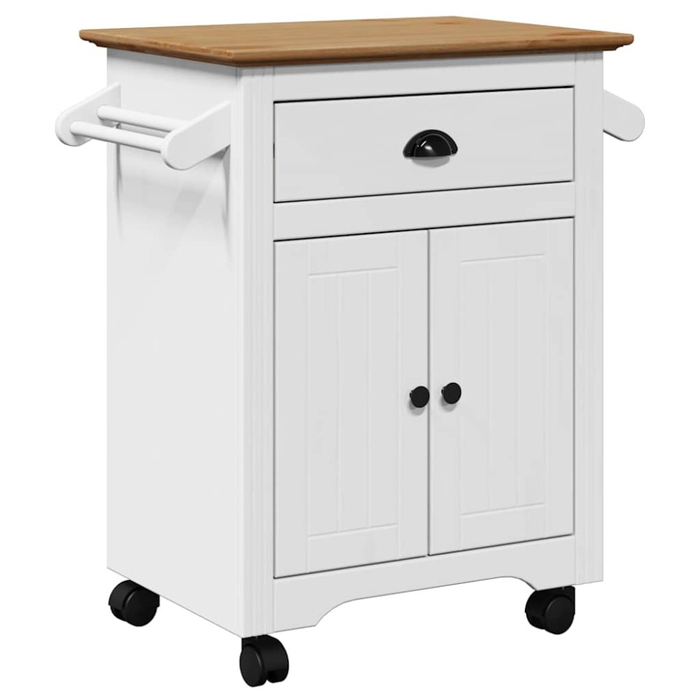 vidaXL Καροτσάκι κουζίνας BODO Λευκό και καφέ 72x45x80 cm