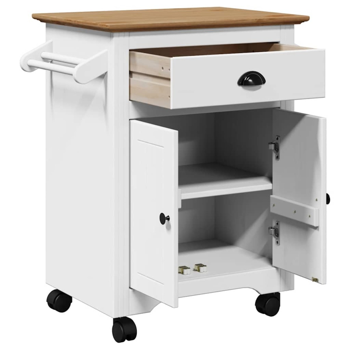 vidaXL Καροτσάκι κουζίνας BODO Λευκό και καφέ 72x45x80 cm