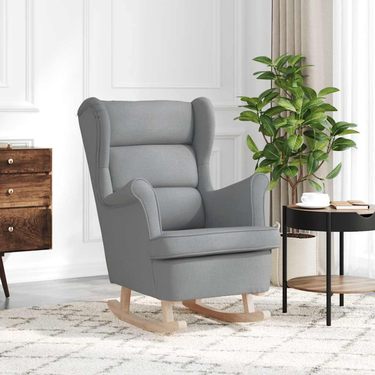 vidaXL Κουνιστή καρέκλα ανοιχτό γκρι 74x90x102 cm Ύφασμα
