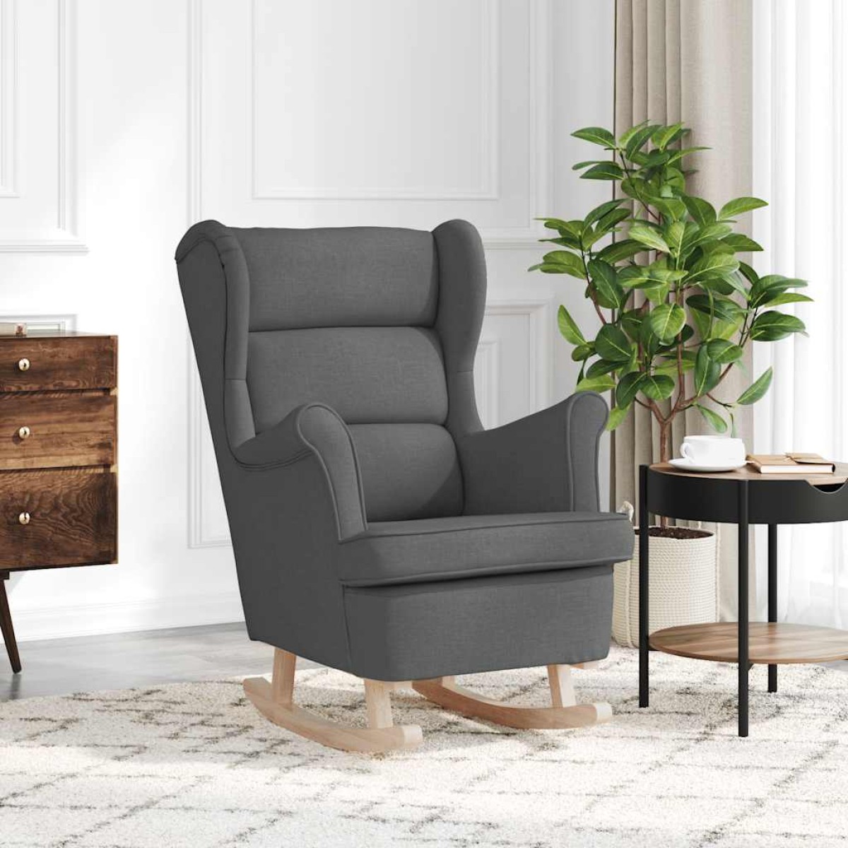 vidaXL Κουνιστή καρέκλα σκούρο γκρι 74x90x102 cm Ύφασμα
