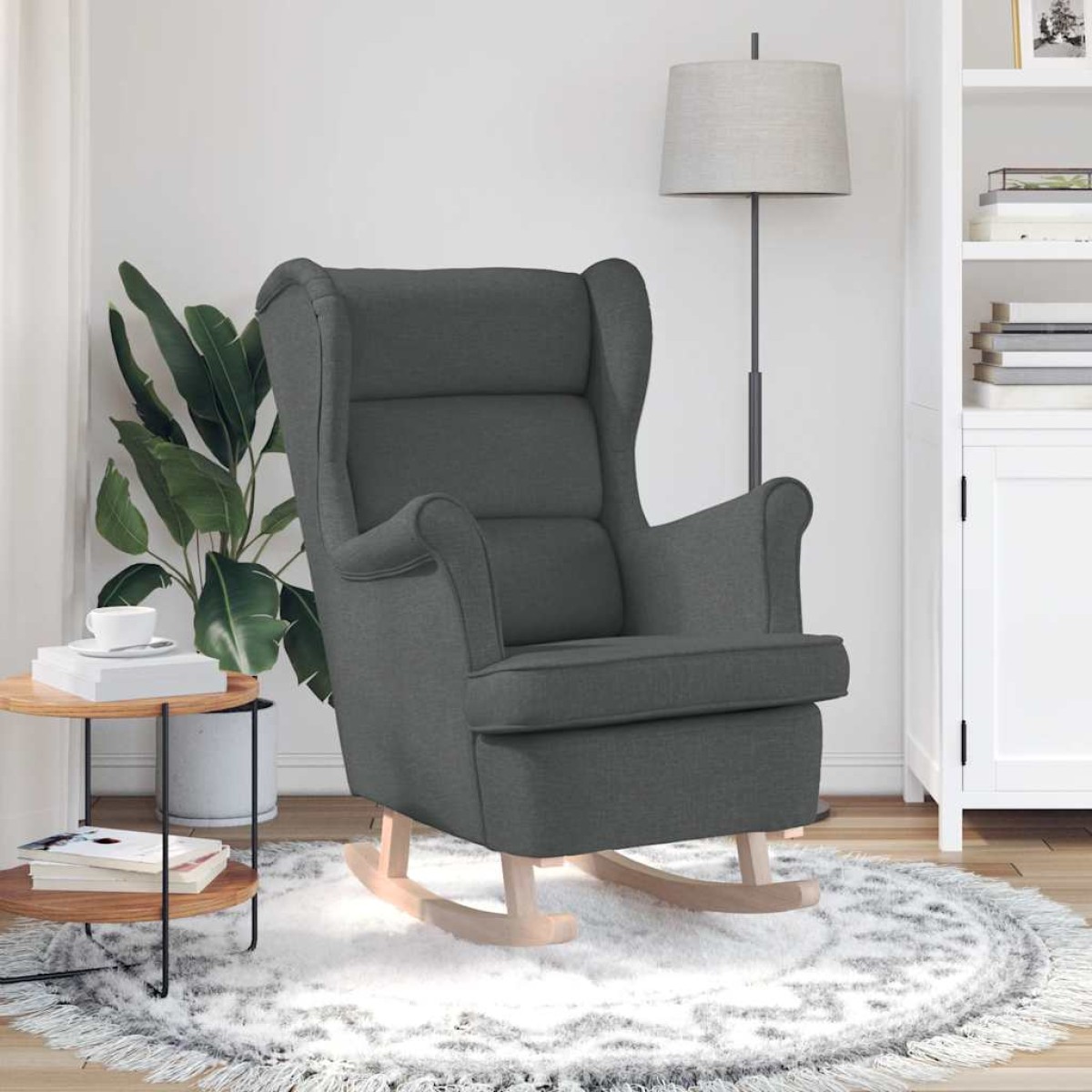 vidaXL Κουνιστή καρέκλα σκούρο γκρι 74x90x102 cm Ύφασμα