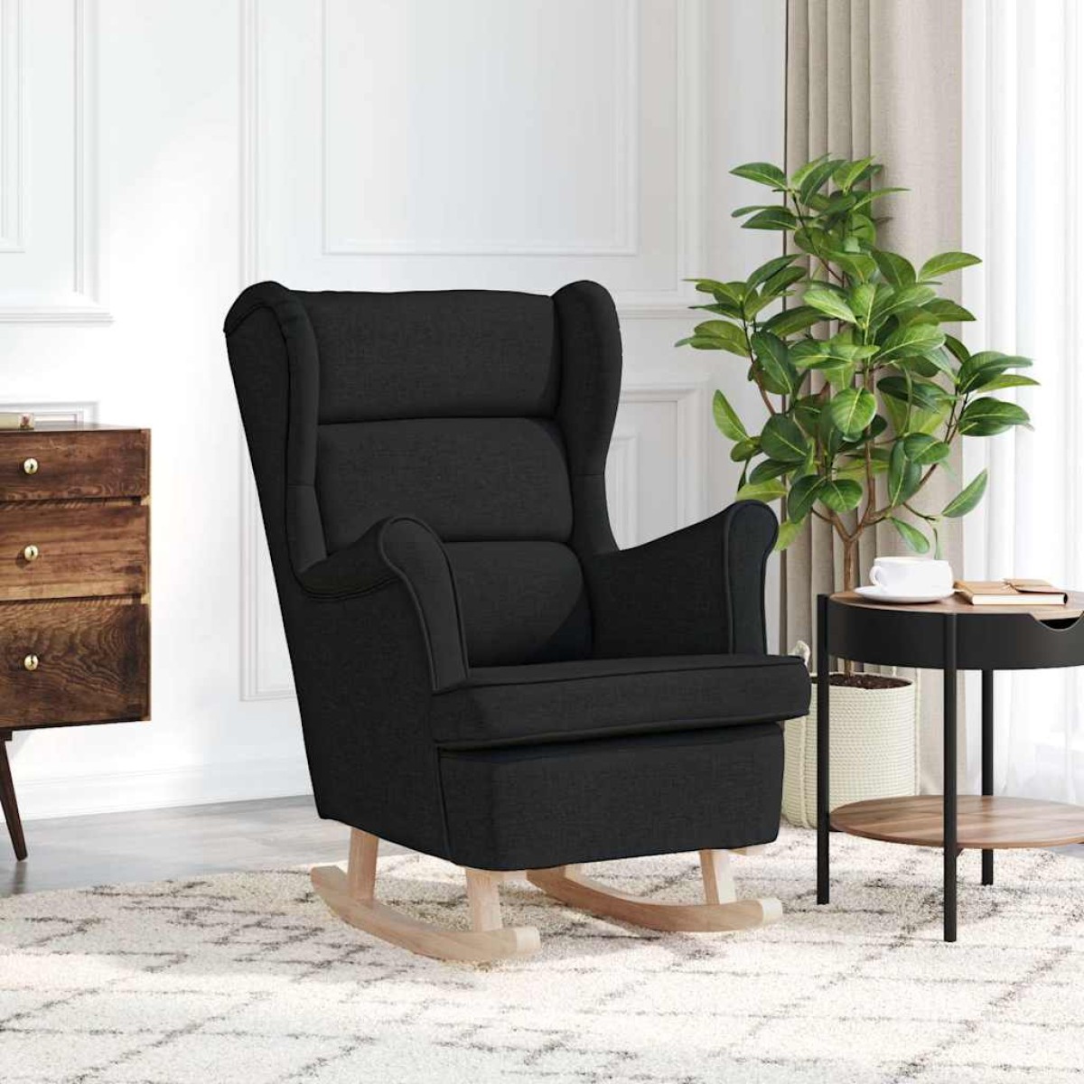 vidaXL Κουνιστή καρέκλα Μαύρη 74x90x102 cm Ύφασμα