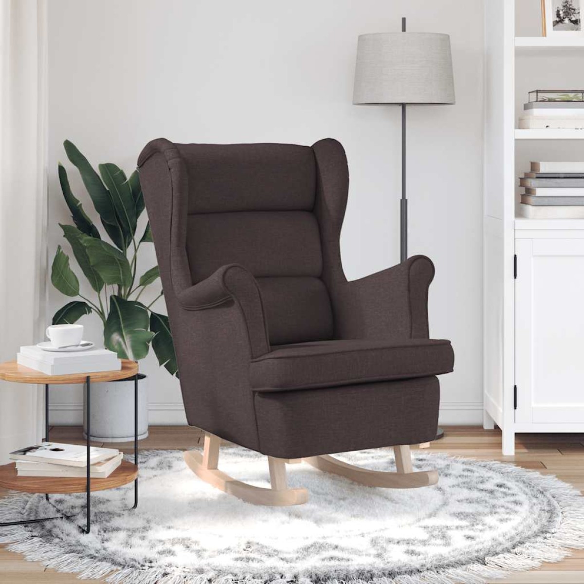 vidaXL Κουνιστή καρέκλα σκούρο καφέ 74x90x102 cm Ύφασμα