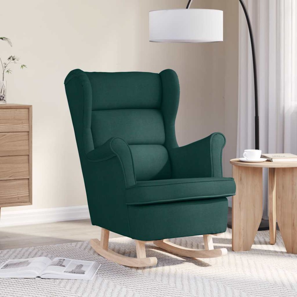 vidaXL Κουνιστή καρέκλα σκούρο πράσινο 74x90x102 cm Ύφασμα