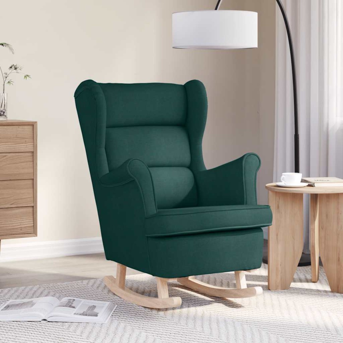vidaXL Κουνιστή καρέκλα σκούρο πράσινο 74x90x102 cm Ύφασμα