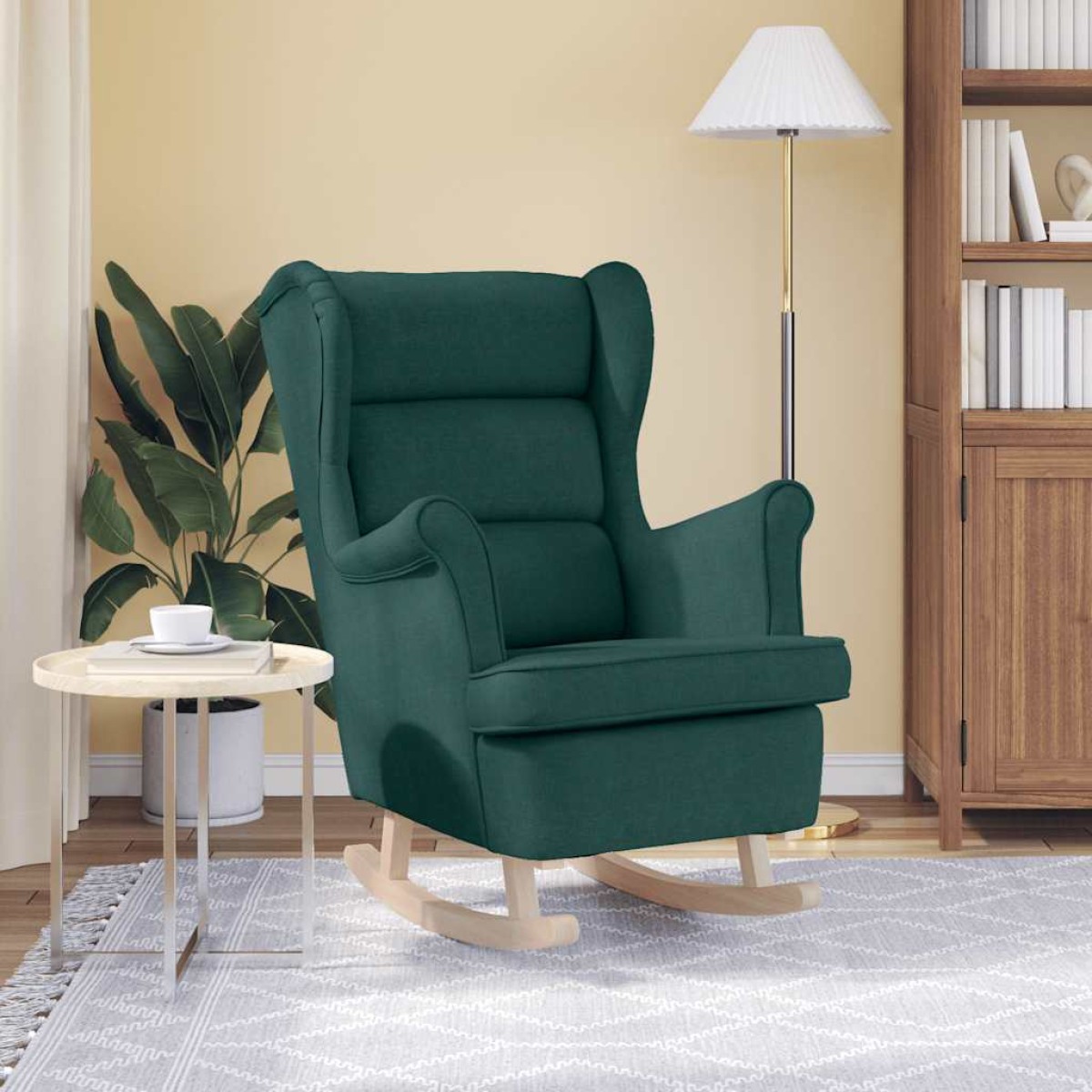 vidaXL Κουνιστή καρέκλα σκούρο πράσινο 74x90x102 cm Ύφασμα