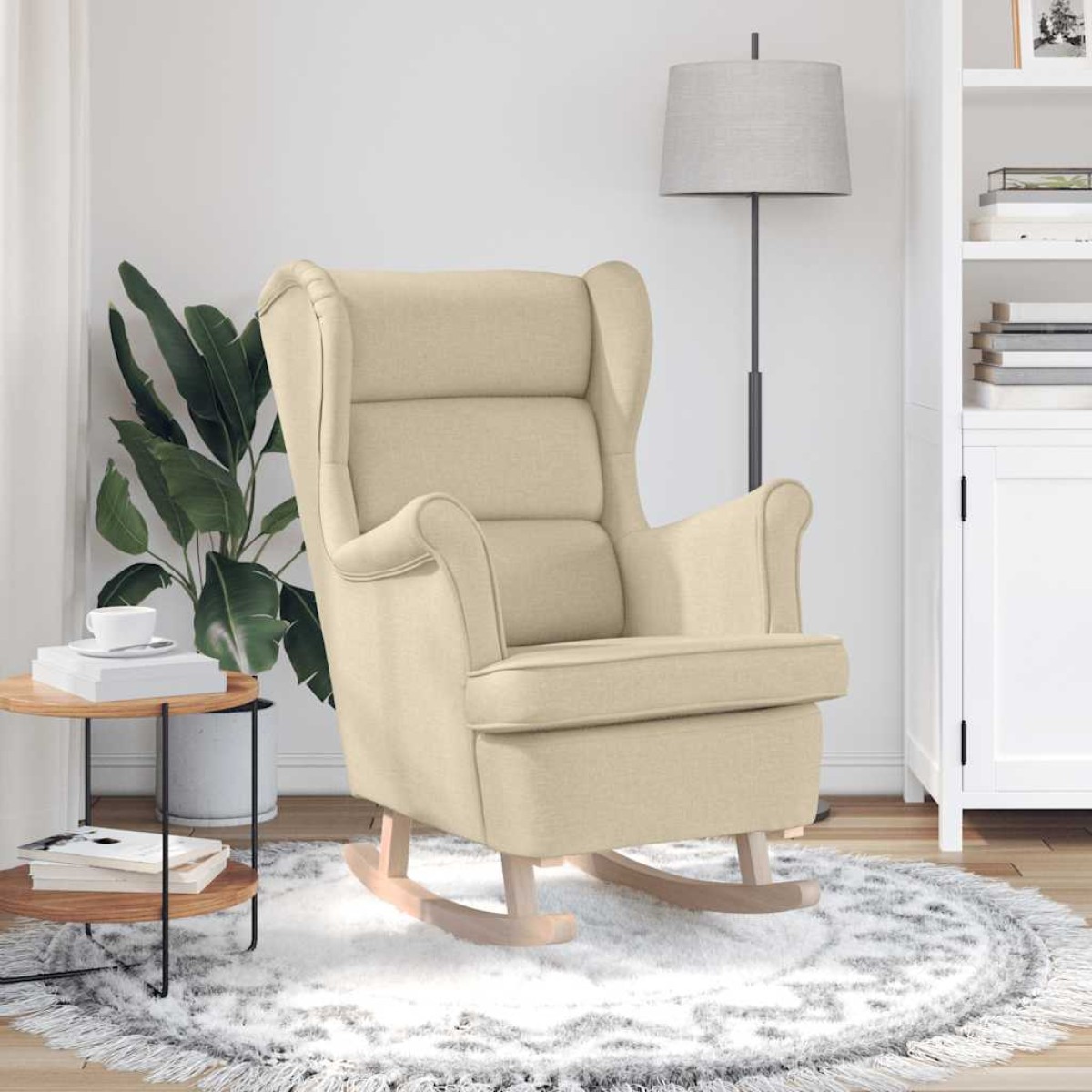 vidaXL Κουνιστή καρέκλα Cream 74x90x102 cm Ύφασμα