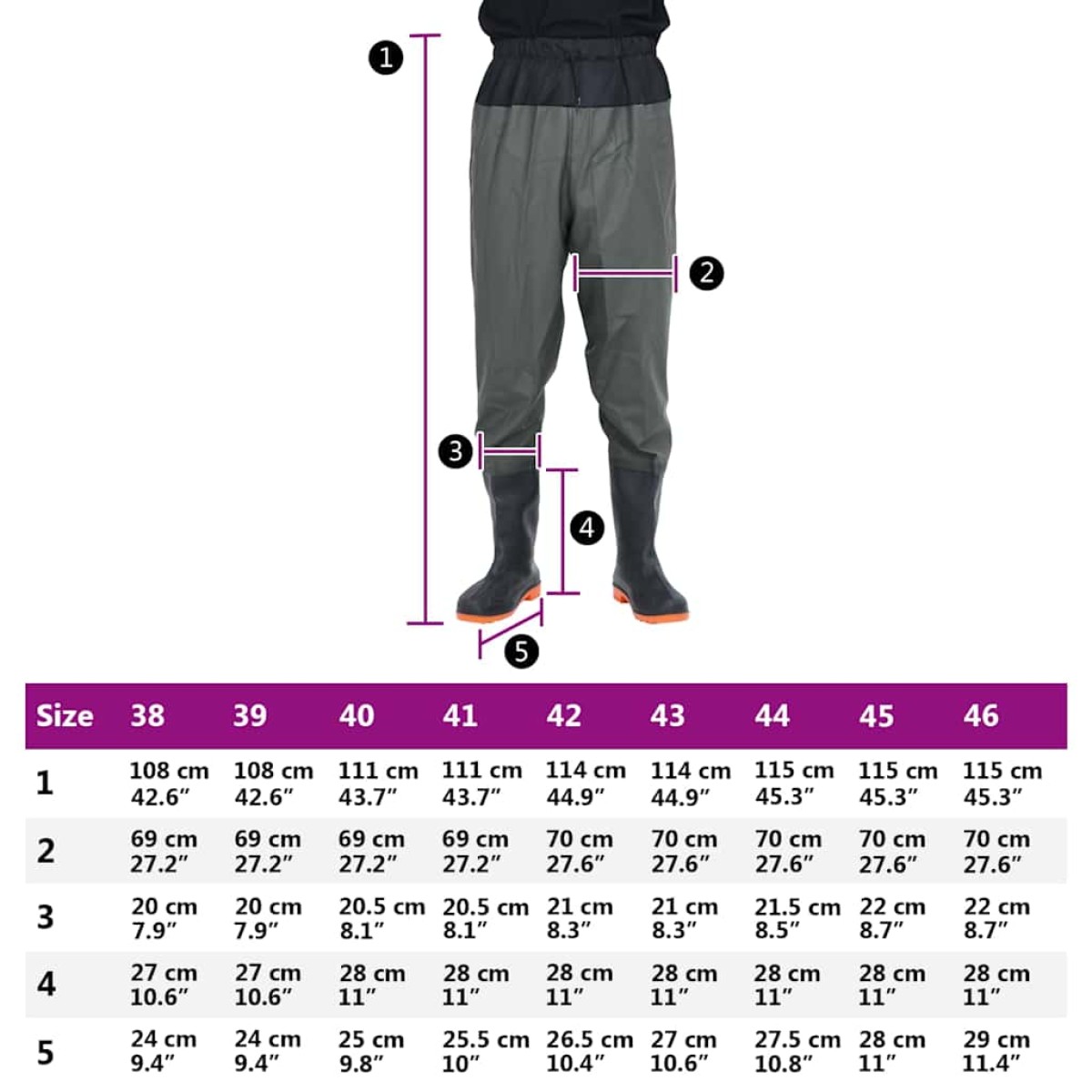 vidaXL Waist Waders με μπότες σκούρο πράσινο μέγεθος 39