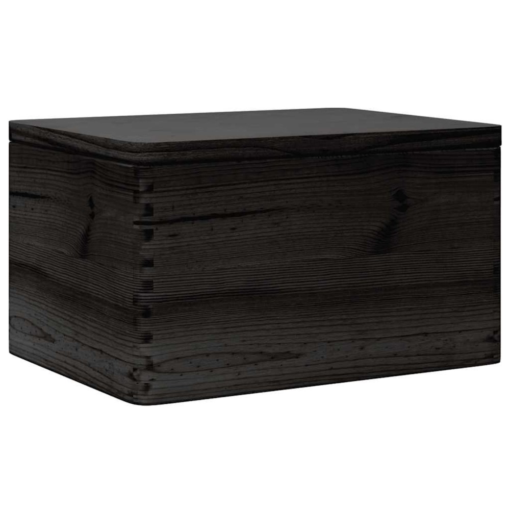 vidaXL Ξύλινο κουτί με καπάκι Μαύρο 40x30x23 cm από μασίφ ξύλο πεύκο