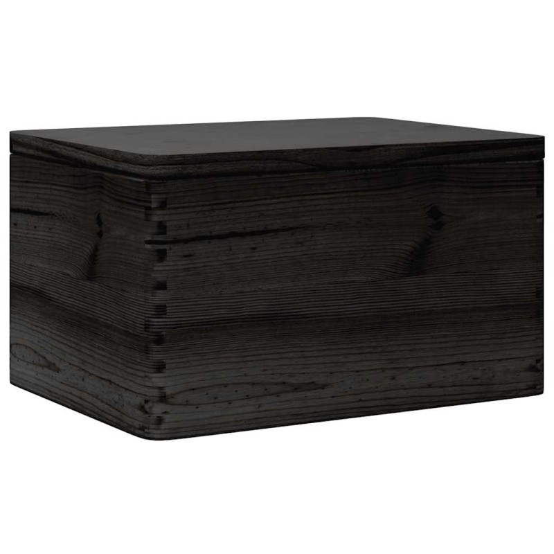 vidaXL Ξύλινο κουτί με καπάκι Μαύρο 40x30x23 cm από μασίφ ξύλο πεύκο