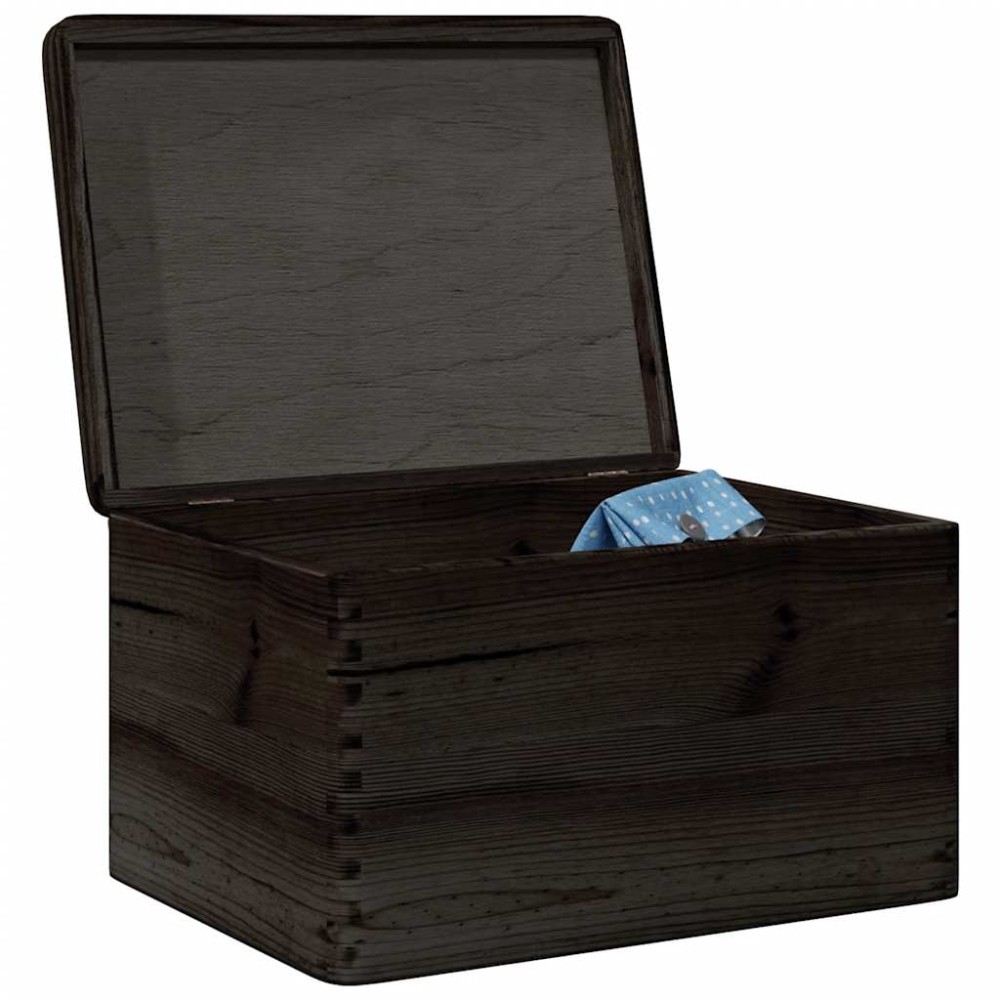 vidaXL Ξύλινο κουτί με καπάκι Μαύρο 40x30x23 cm από μασίφ ξύλο πεύκο