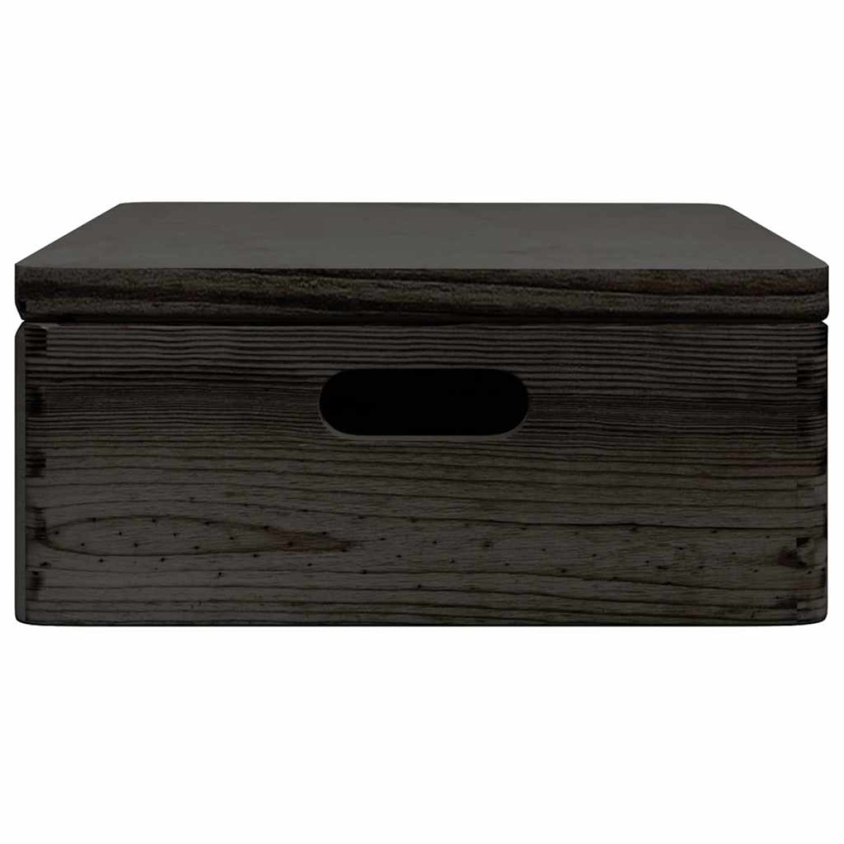 vidaXL Ξύλινο κουτί με καπάκι και λαβές Μαύρο 40x30x13cm