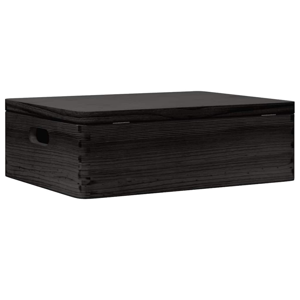vidaXL Ξύλινο κουτί με καπάκι και λαβές Μαύρο 40x30x13cm
