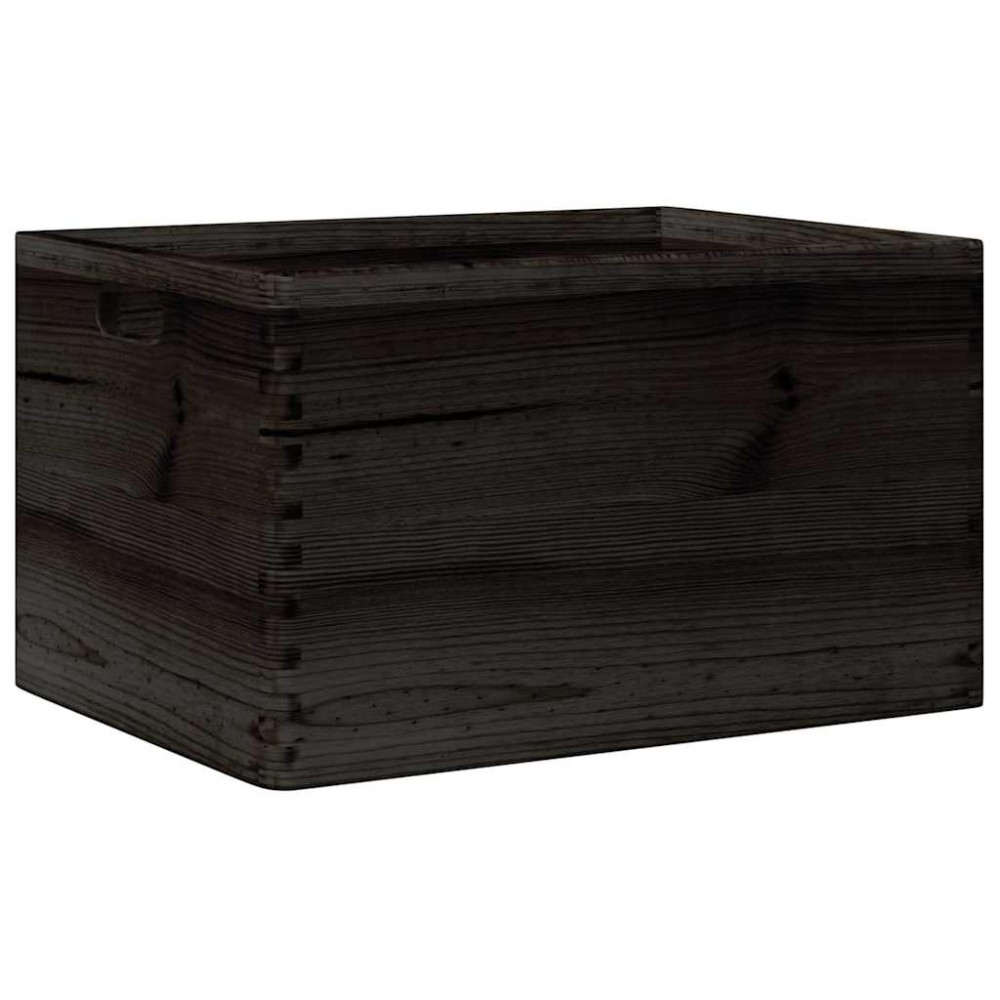 vidaXL Ξύλινο κουτί με χειρολαβές Μαύρο 40x30x23 cm μασίφ ξύλο πεύκο