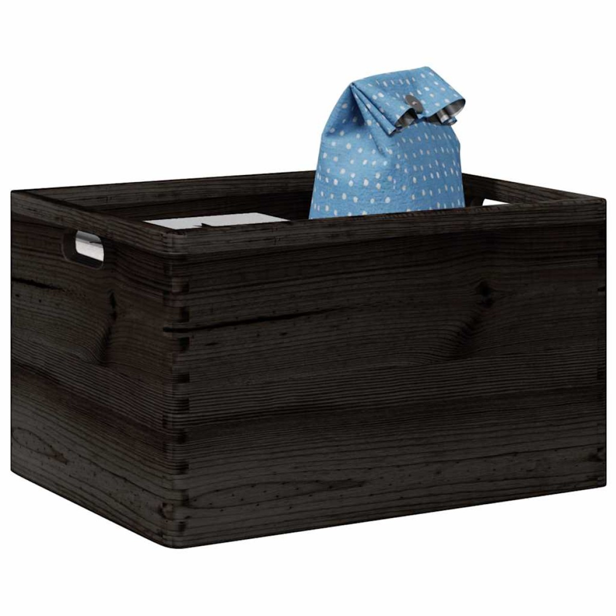 vidaXL Ξύλινο κουτί με χειρολαβές Μαύρο 40x30x23 cm μασίφ ξύλο πεύκο