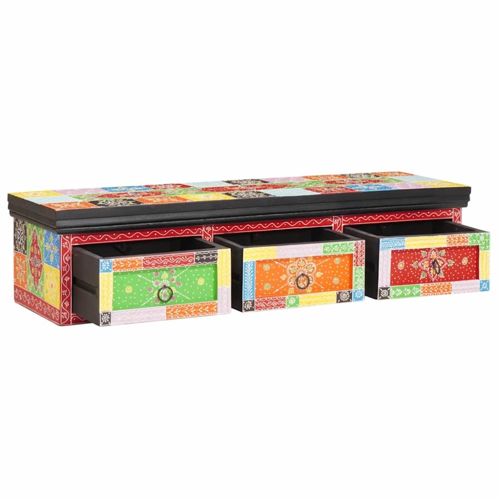 vidaXL Ντουλάπι TV Πολύχρωμο 100 x 30 x 24 εκ Μασίφ ξύλο μάνγκο