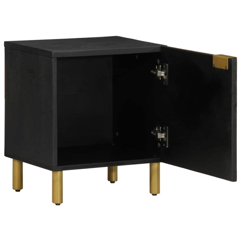 vidaXL Κομοδίνο Μαύρο 40 x 33 x 46 εκ. από Μασίφ Ξύλο Μάνγκο