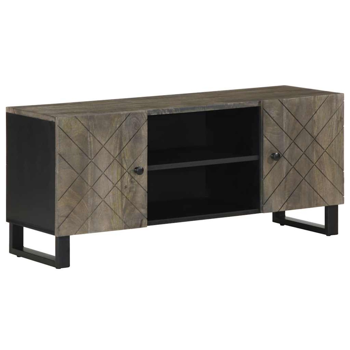 vidaXL Έπιπλο Τηλεόρασης Μαύρο 105 x 33 x 46 εκ. από Μασίφ Ξύλο Μάνγκο