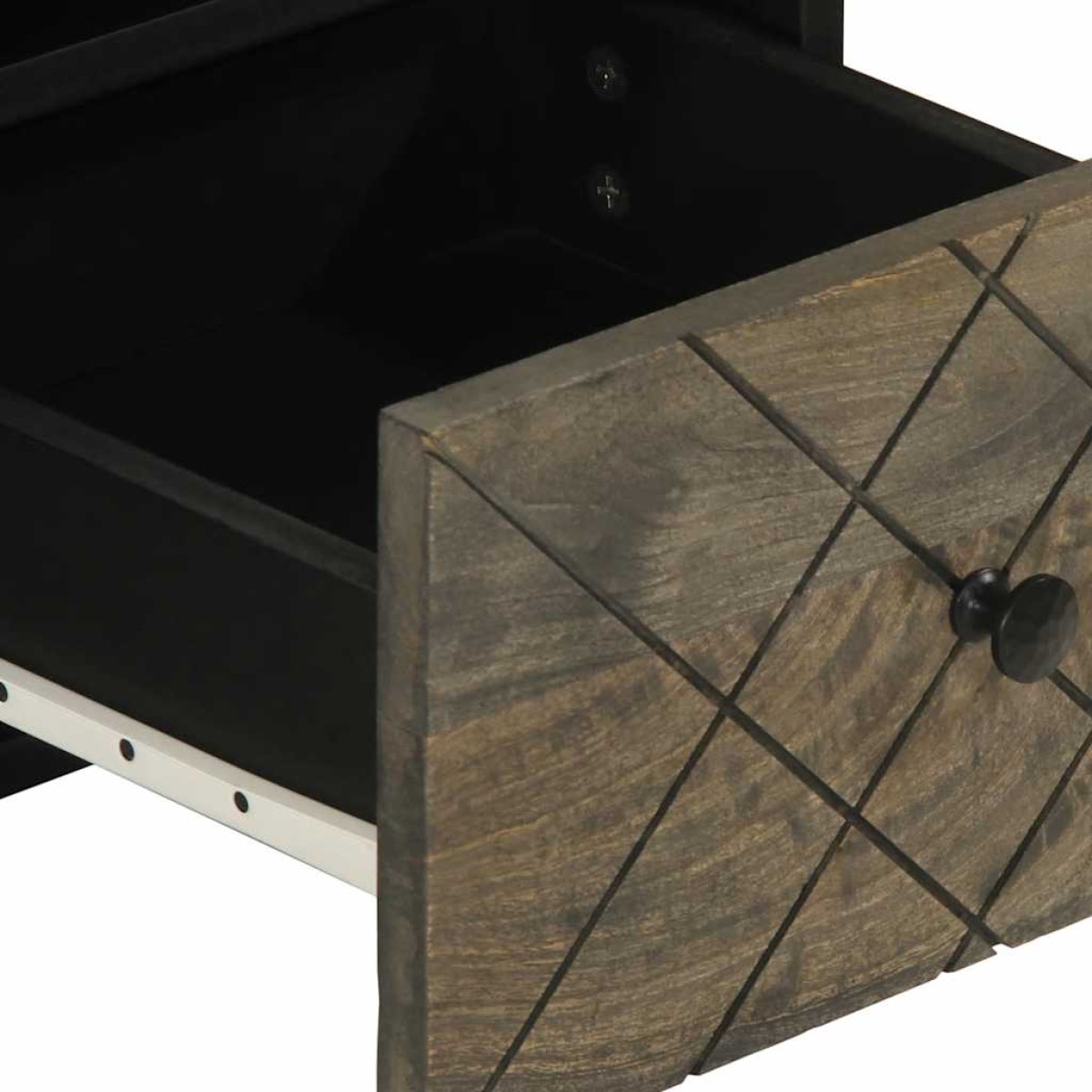 vidaXL Έπιπλο Τηλεόρασης Μαύρο 70 x 33 x 46 εκ. από Μασίφ Ξύλο Μάνγκο