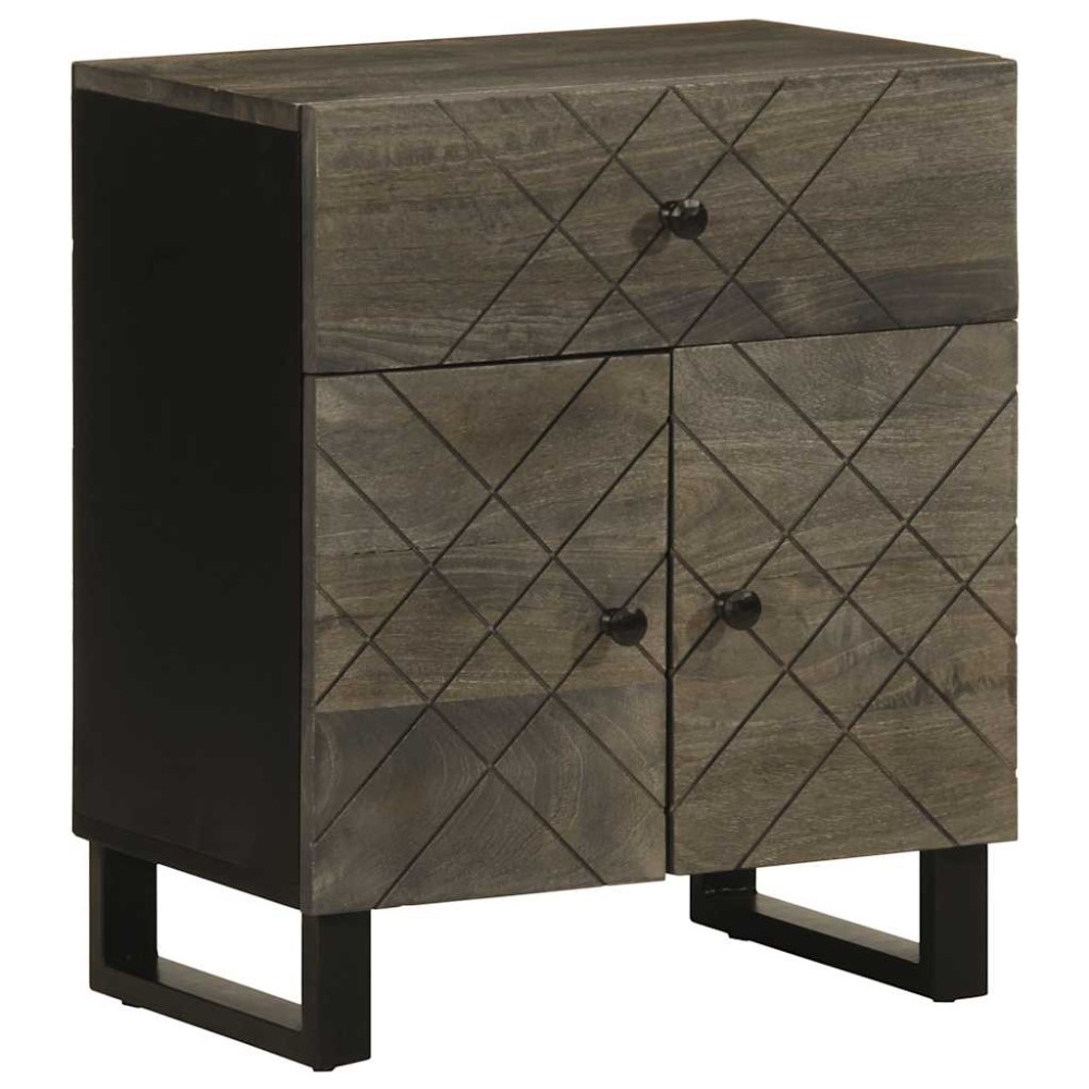 vidaXL Κομοδίνο Μαύρο 50 x 33 x 60 εκ. από Μασίφ Ξύλο Μάνγκο