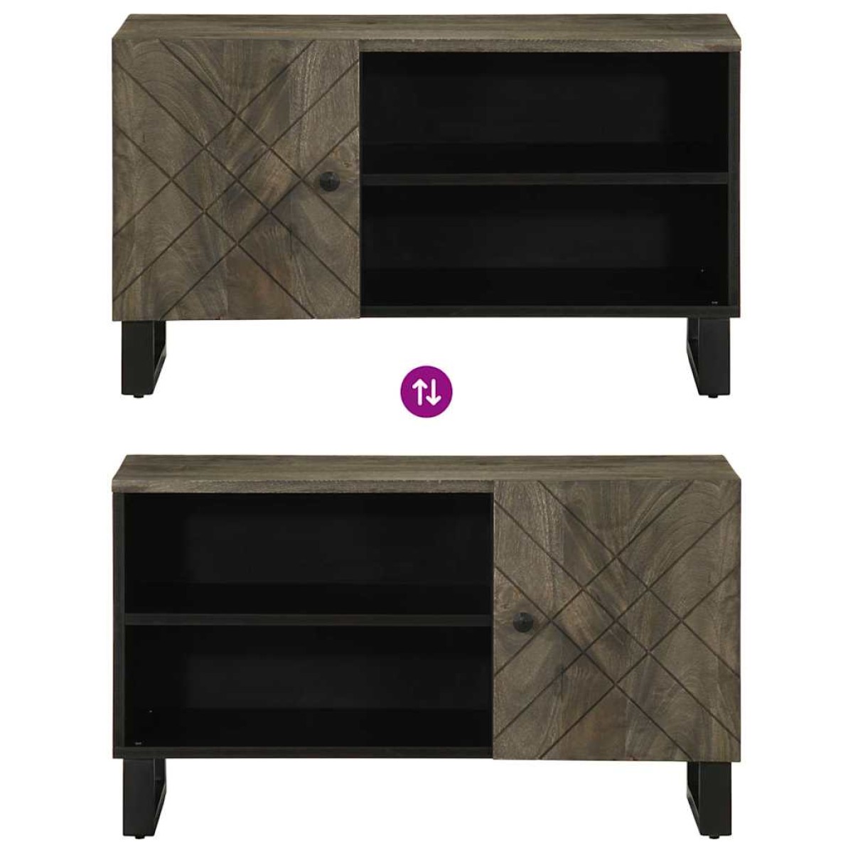 vidaXL Έπιπλο Τηλεόρασης Μαύρο 80 x 33 x 46 εκ. από Μασίφ Ξύλο Μάνγκο