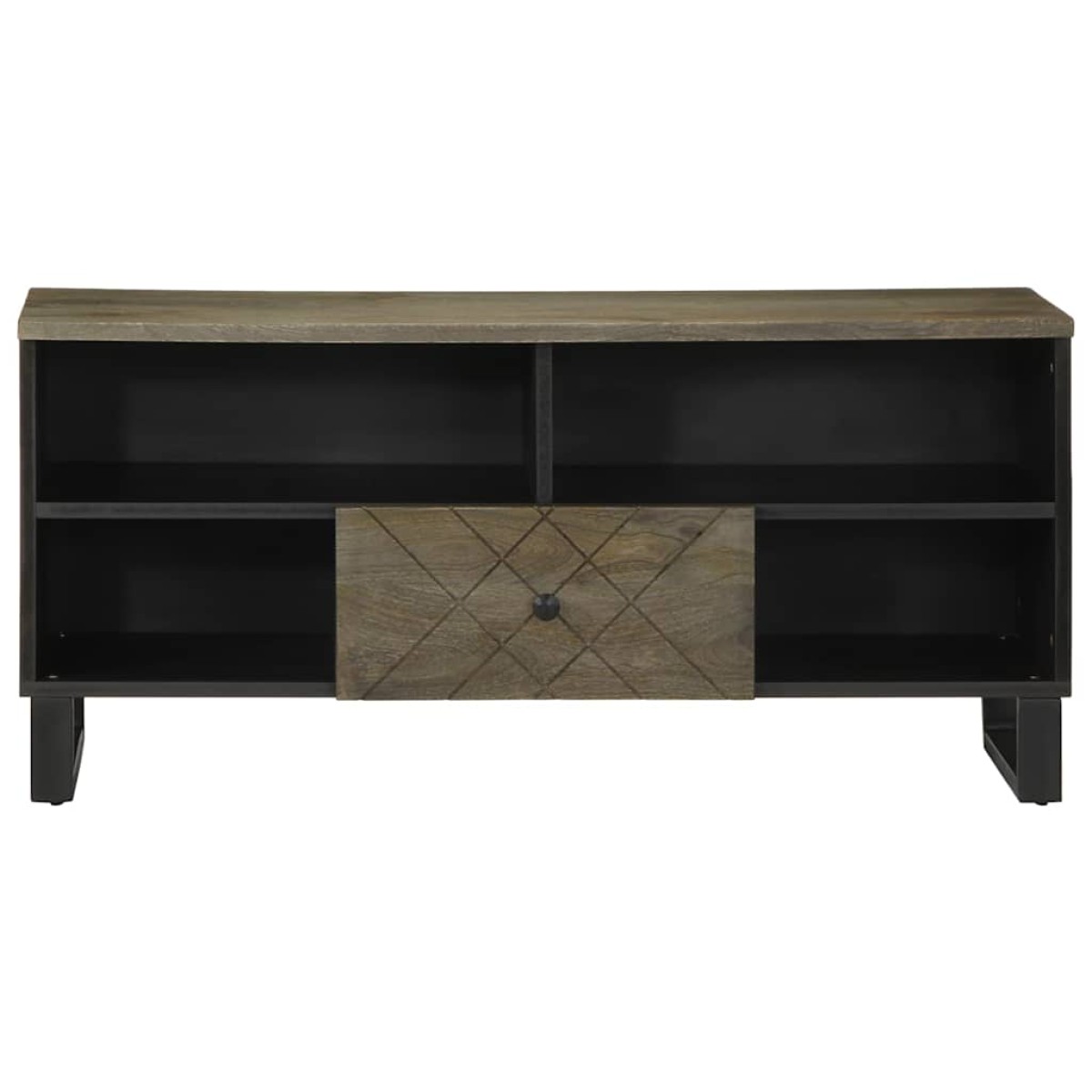vidaXL Έπιπλο Τηλεόρασης Μαύρο 100 x 33 x 46 εκ. από Μασίφ Ξύλο Μάνγκο