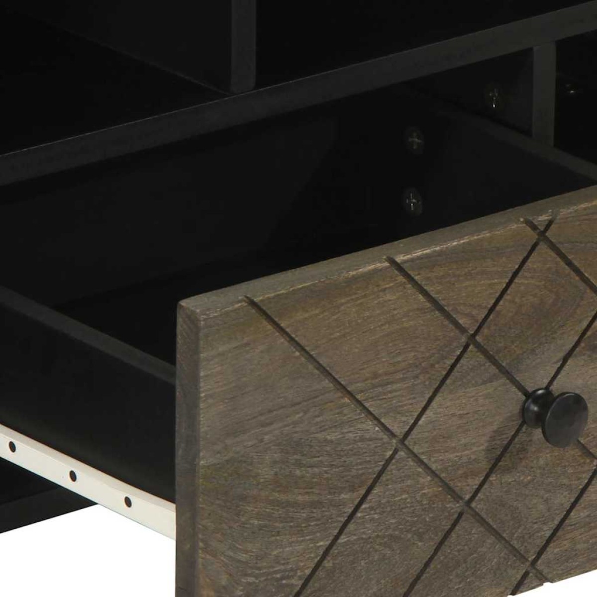 vidaXL Έπιπλο Τηλεόρασης Μαύρο 100 x 33 x 46 εκ. από Μασίφ Ξύλο Μάνγκο