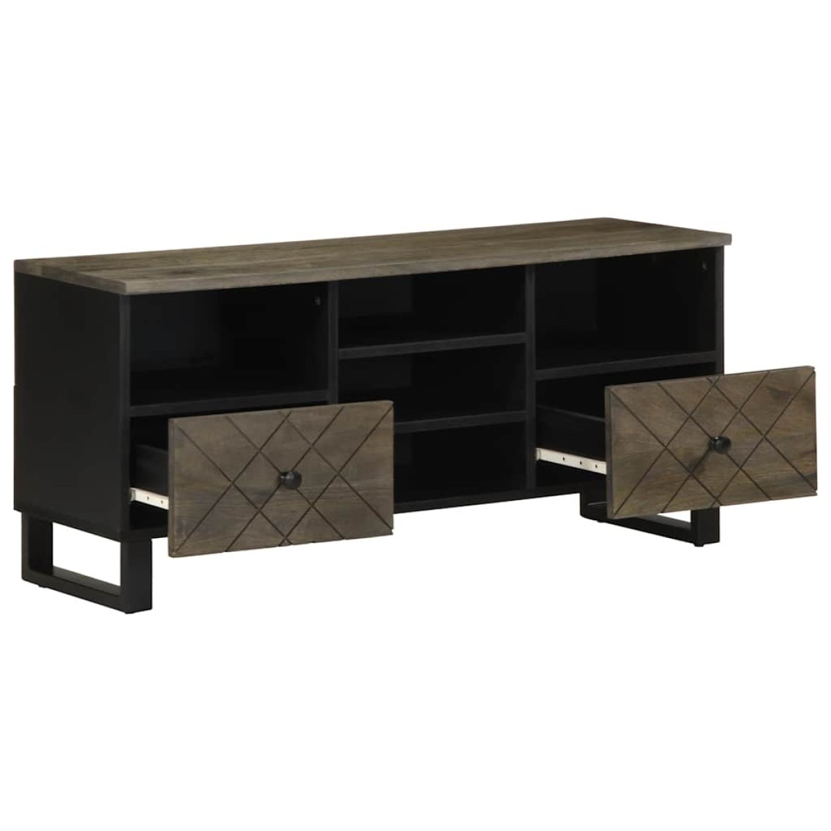 vidaXL Έπιπλο Τηλεόρασης Μαύρο 100 x 33 x 46 εκ. από Μασίφ Ξύλο Μάνγκο