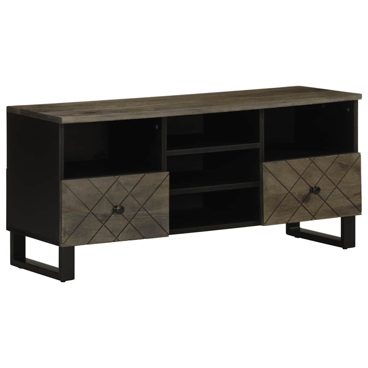vidaXL Έπιπλο Τηλεόρασης Μαύρο 100 x 33 x 46 εκ. από Μασίφ Ξύλο Μάνγκο