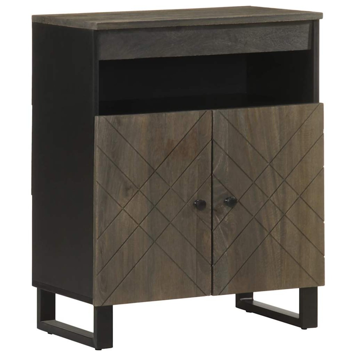 vidaXL Μπουφές Μαύρο 60x33x75 cm Μασίφ Ξύλο Μάνγκο