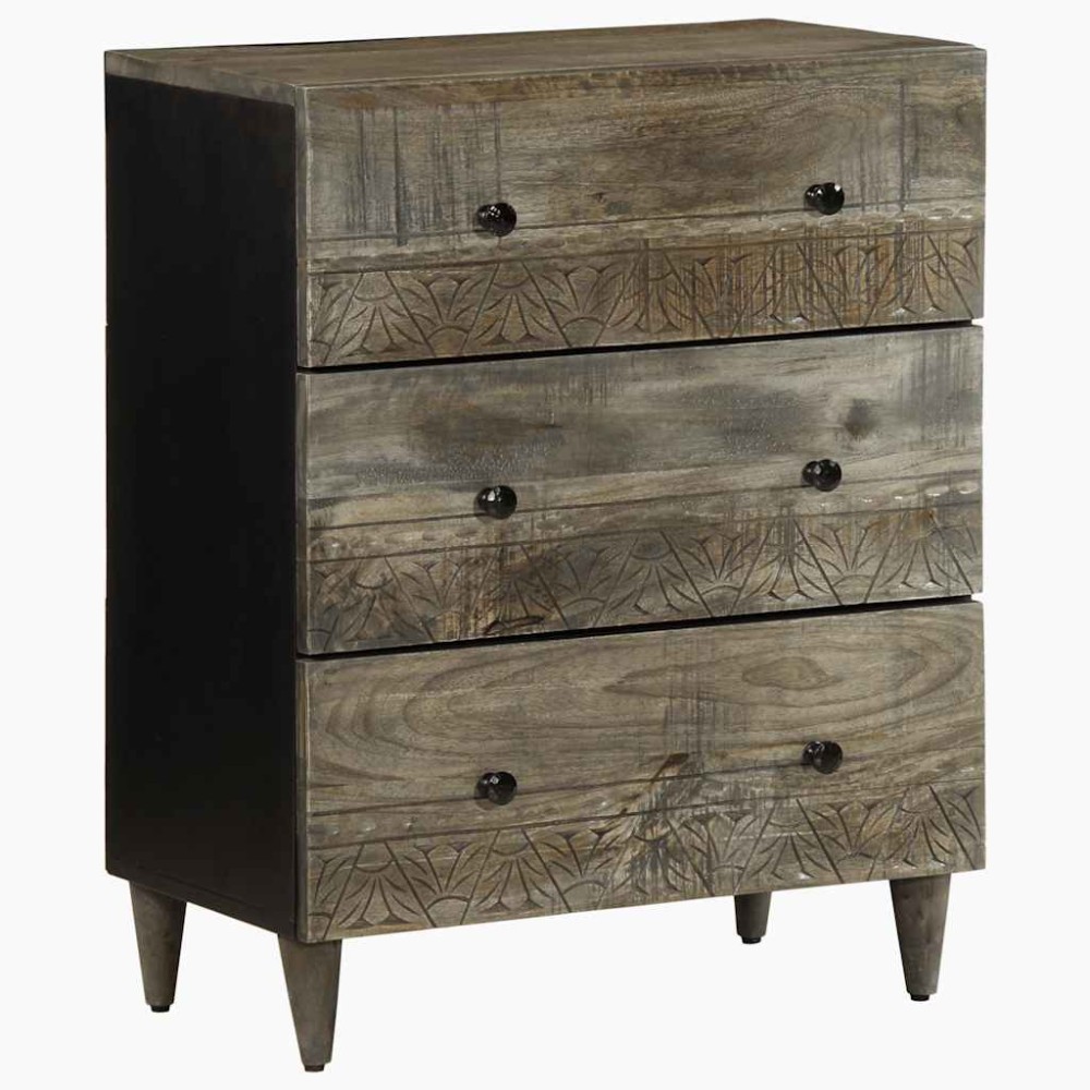 vidaXL Sideboard ανοιχτό γκρι 60x33,5x75 cm μασίφ ξύλο Mango
