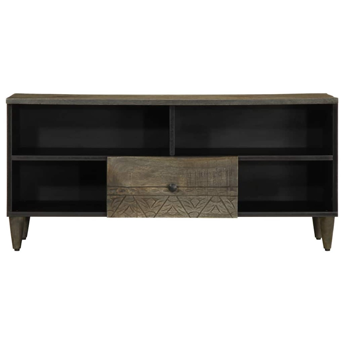 vidaXL Έπιπλο Τηλεόρασης Μαύρο 100 x 33 x 46 εκ. από Μασίφ Ξύλο Μάνγκο