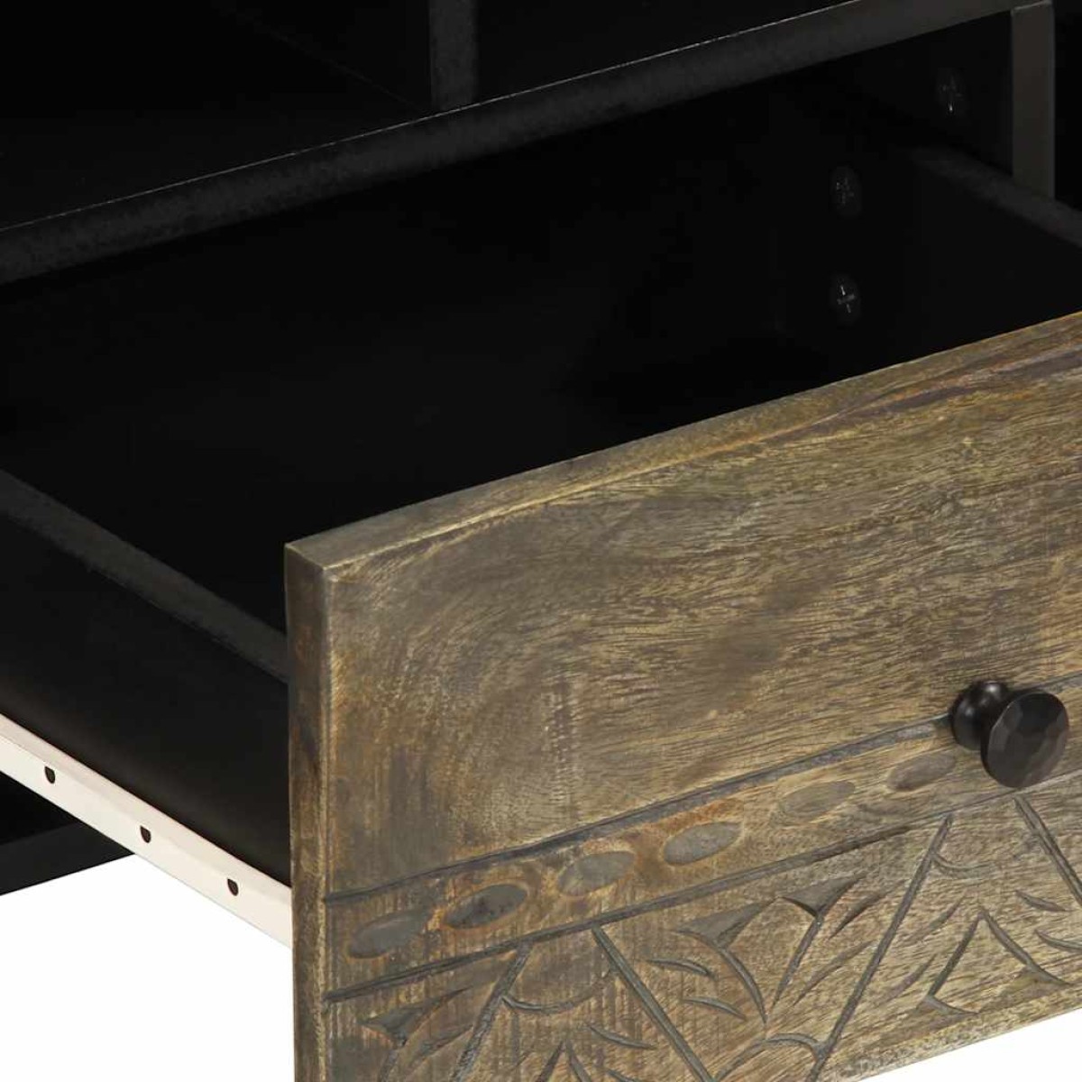vidaXL Έπιπλο Τηλεόρασης Μαύρο 100 x 33 x 46 εκ. από Μασίφ Ξύλο Μάνγκο