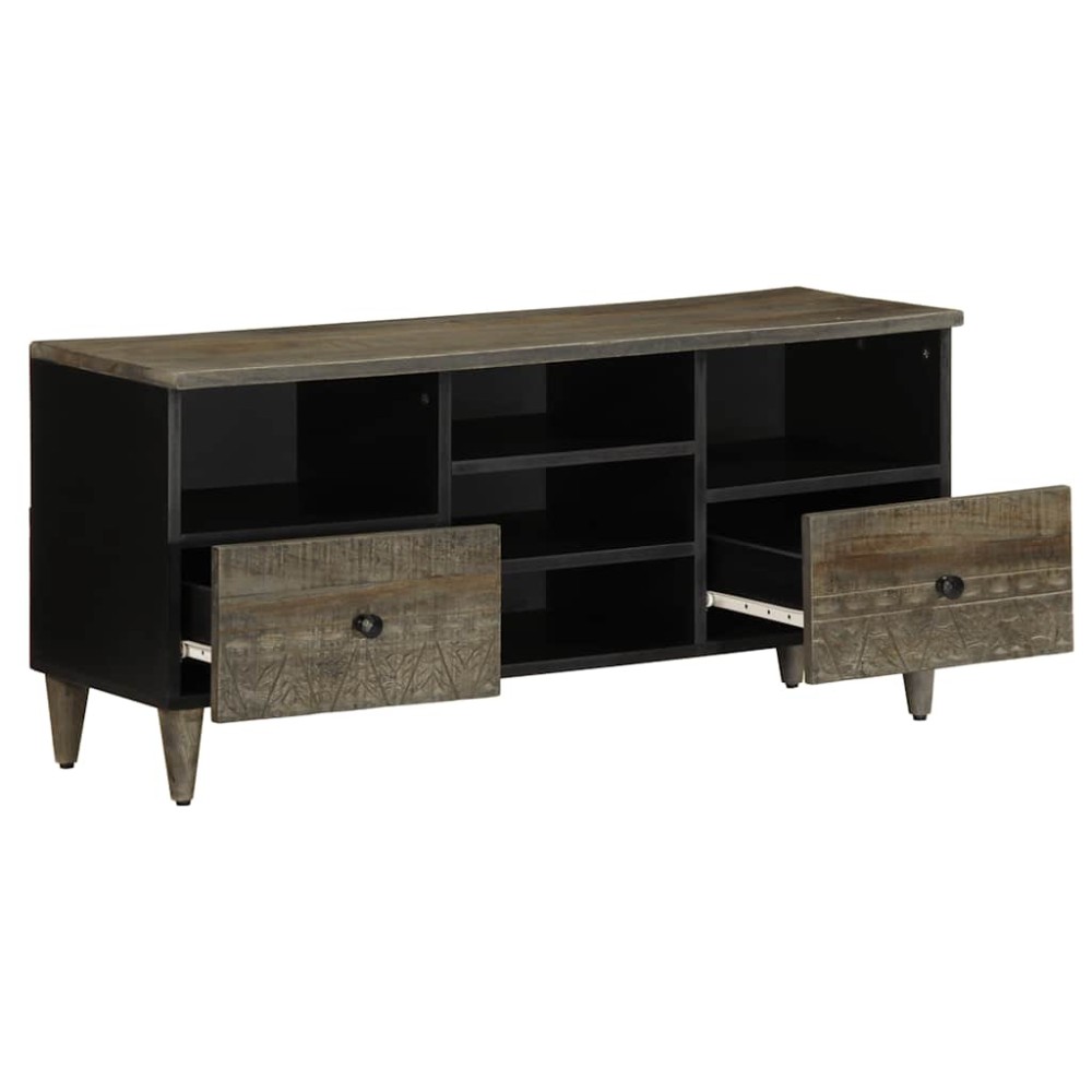 vidaXL Έπιπλο Τηλεόρασης Μαύρο 100 x 33 x 46 εκ. από Μασίφ Ξύλο Μάνγκο