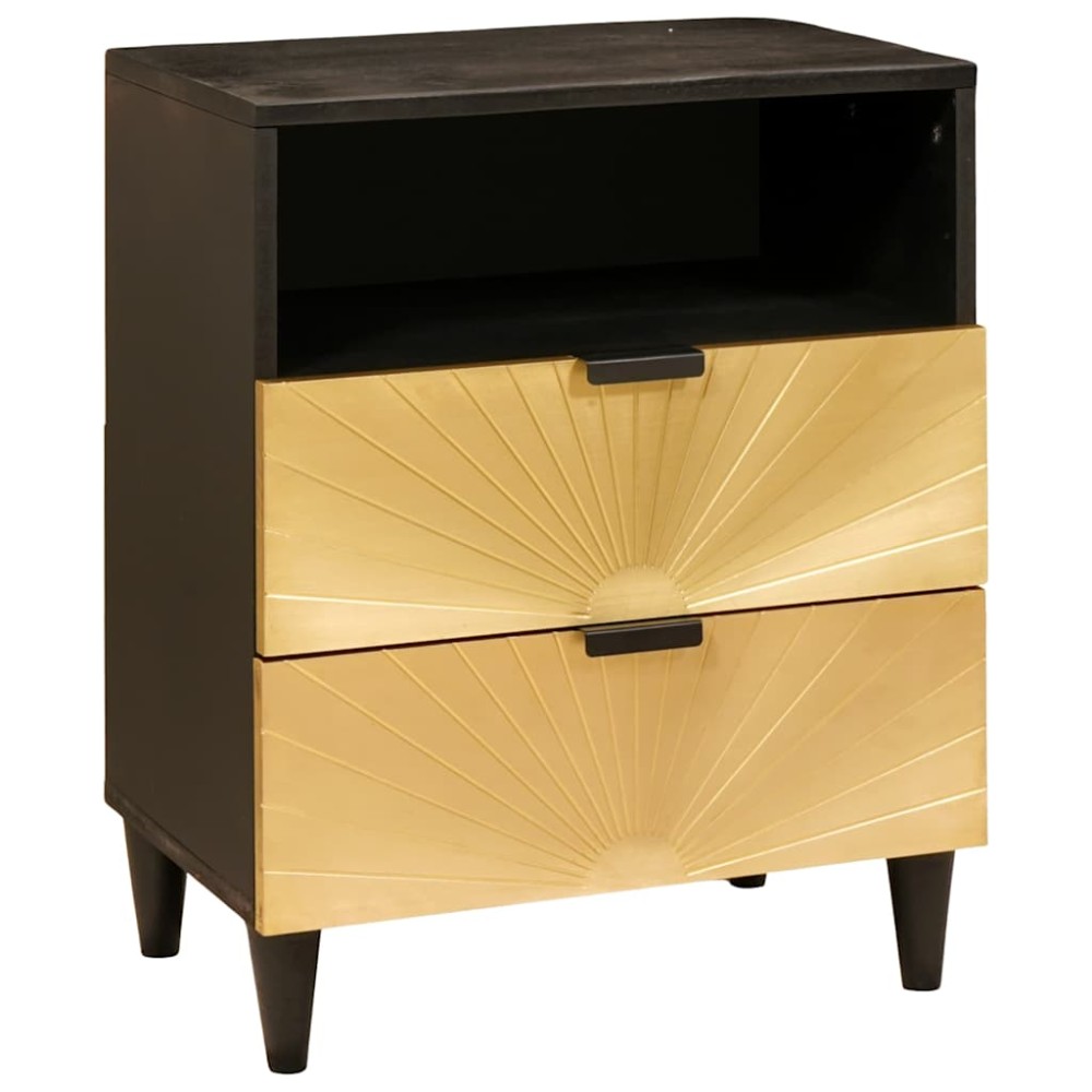 vidaXL Κομοδίνο Μαύρο και Χρυσό 50 x 33 x 62 εκ. Επεξεργασμένο Ξύλο