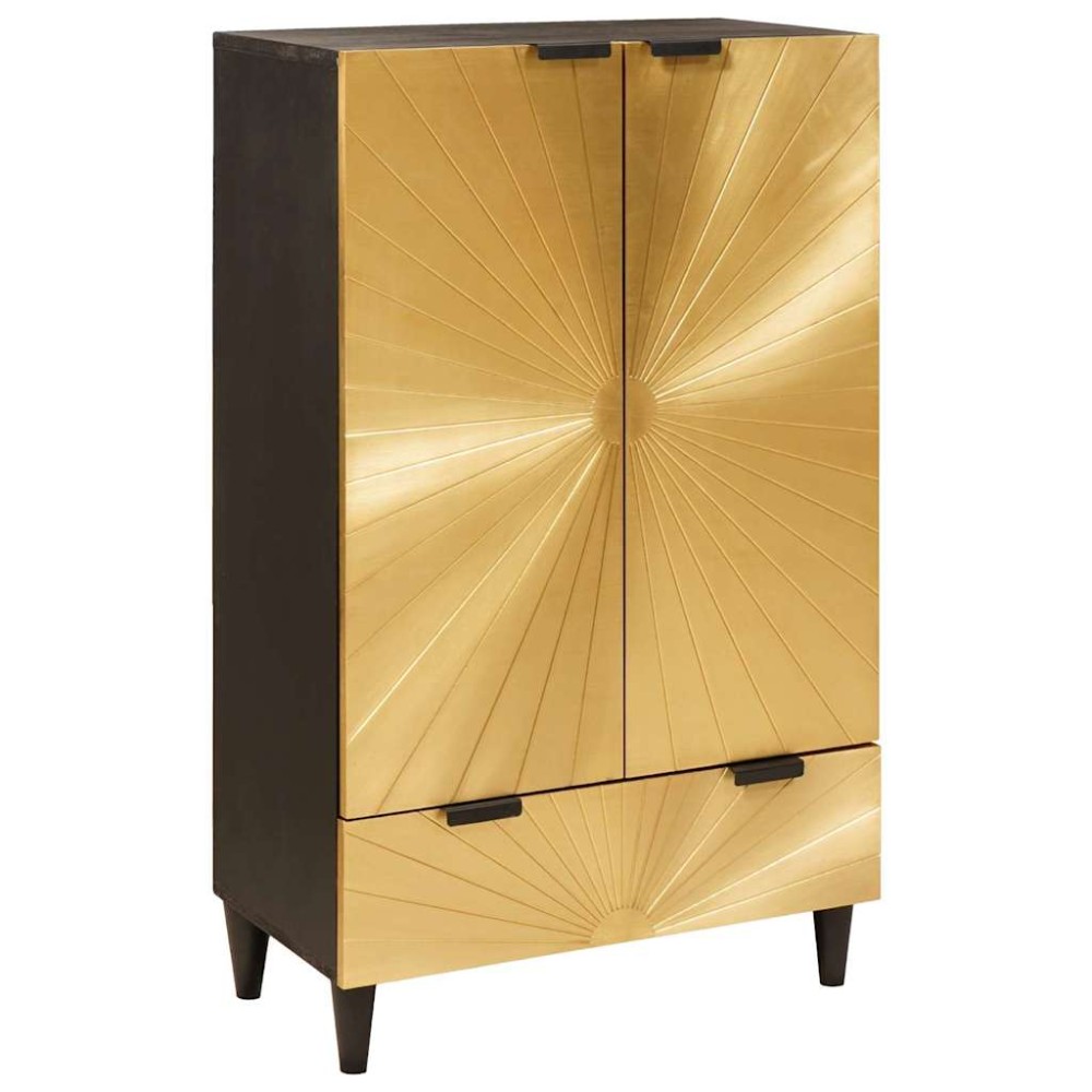 vidaXL Βοηθητικό ντουλάπι Μαύρο και Χρυσό 60 x 33,5 x 100 εκ.