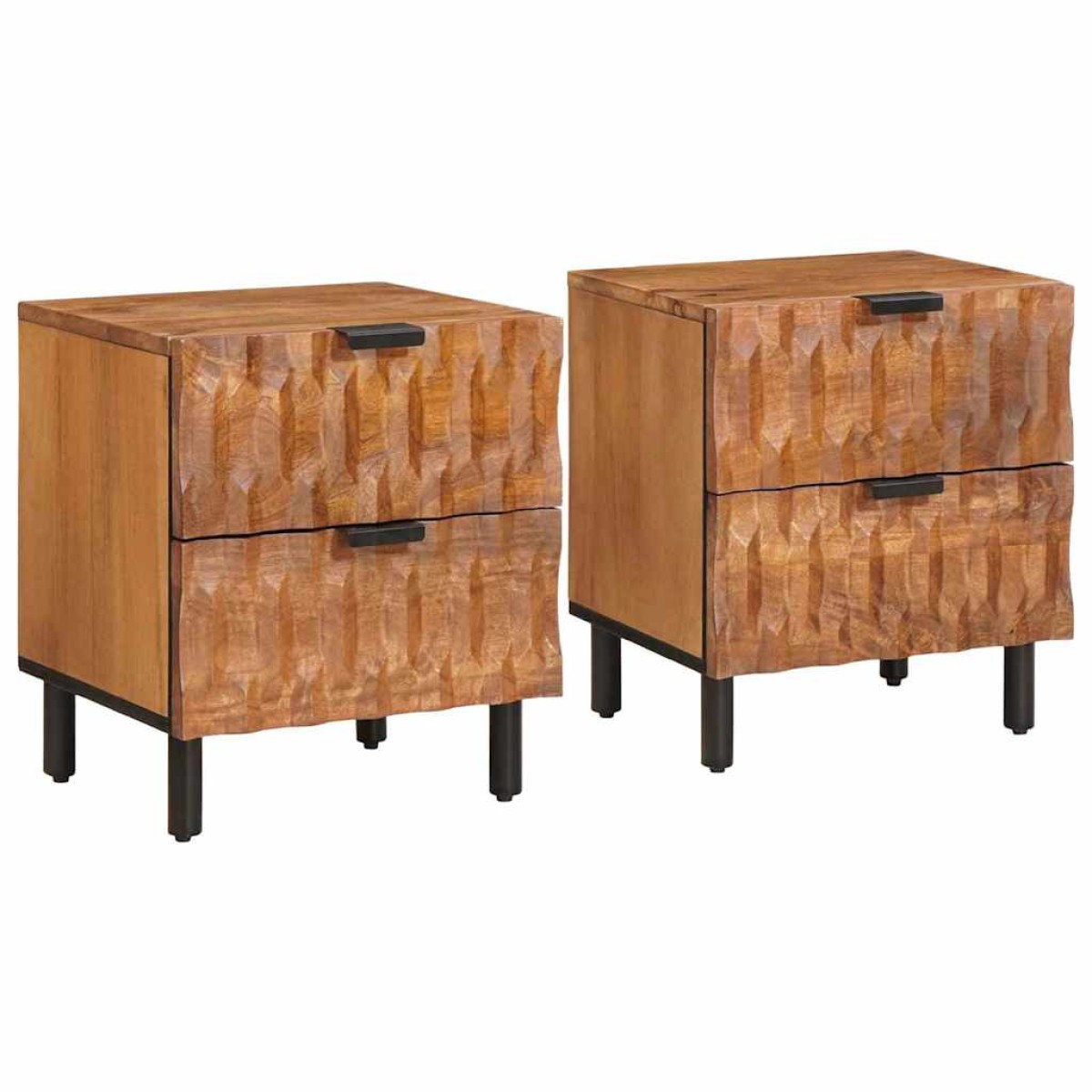 vidaXL Κομοδίνο 2 τμχ. Καφέ 40 x 33 x 46 εκ. Στερεό ξύλο μάνγκο