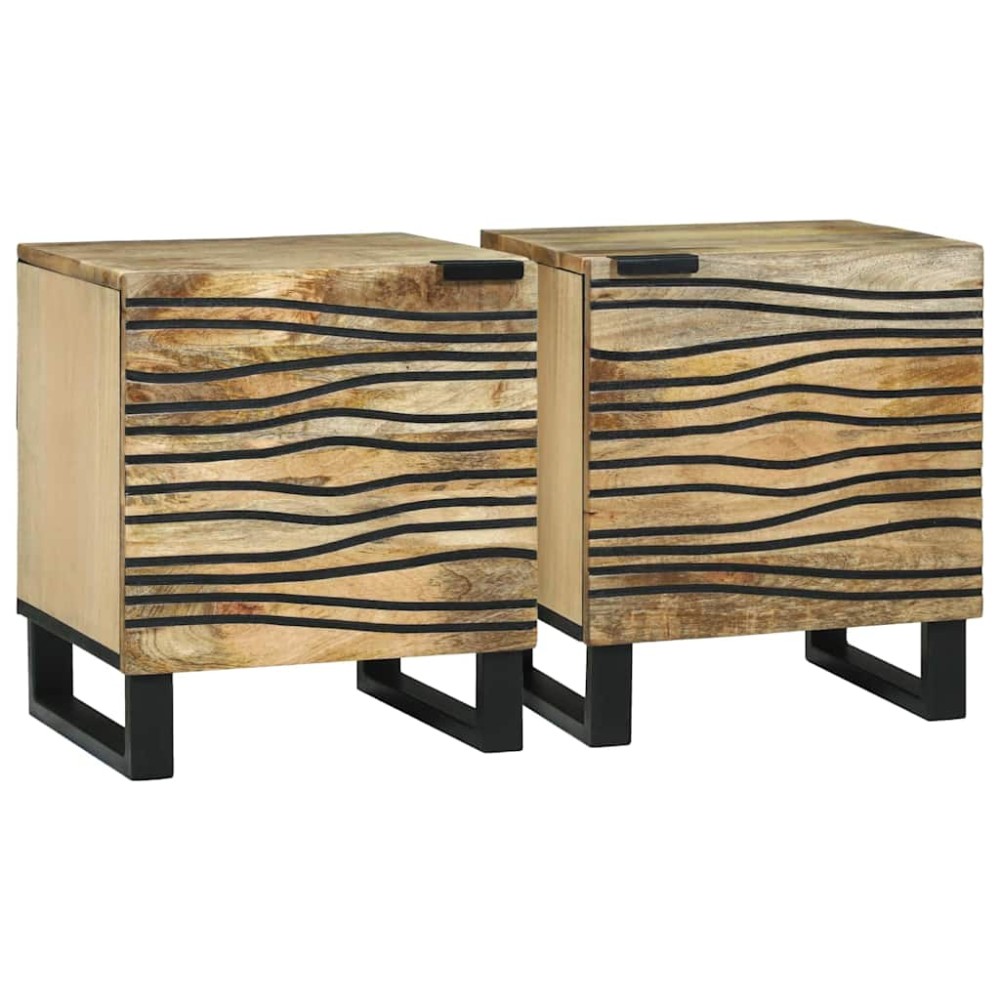 vidaXL Κομοδίνο 2 τμχ. Φυσικό 40 x 33 x 46 εκ. Επεξεργασμένο Ξύλο